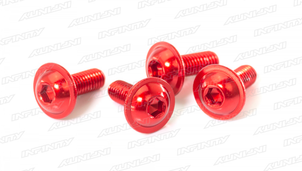 M3x8mm ALU FLANGE BUTTON HEAD SCREW (Red/4pcs)