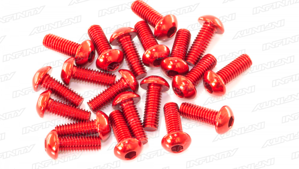 M3x8mm ALU BUTTON HEAD SCREW (Red/20pcs)