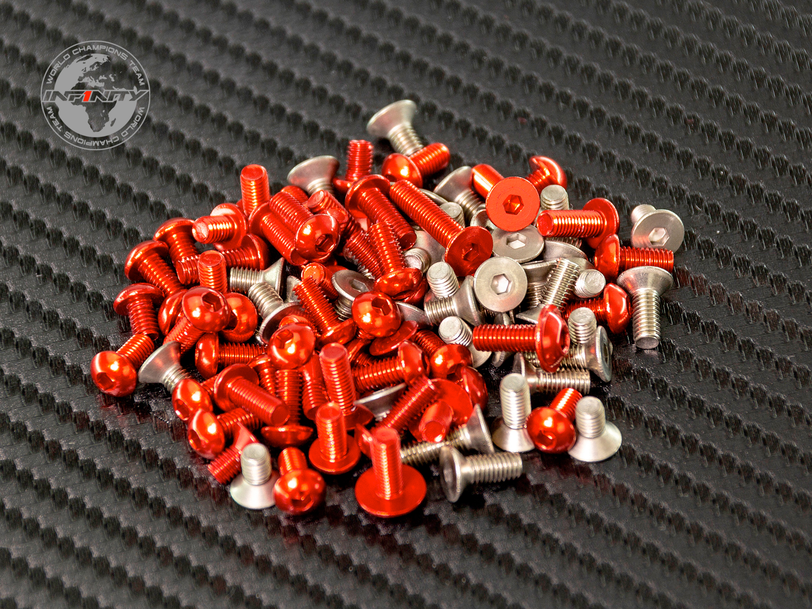 IF14-2TE ALUMINUM and TITANIUM SCREW SET (Red/84pcs)